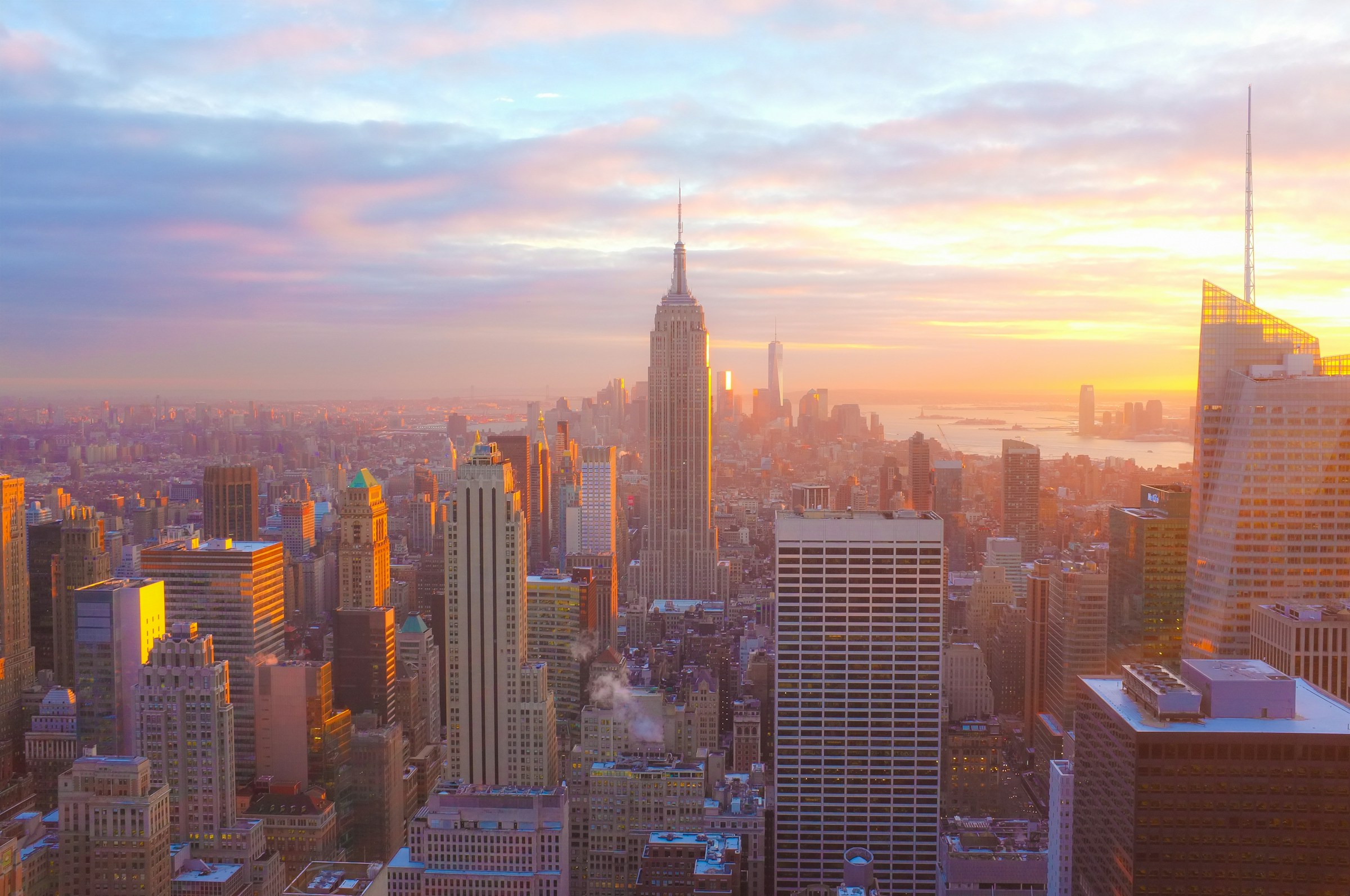 A view of the empire state building from above.