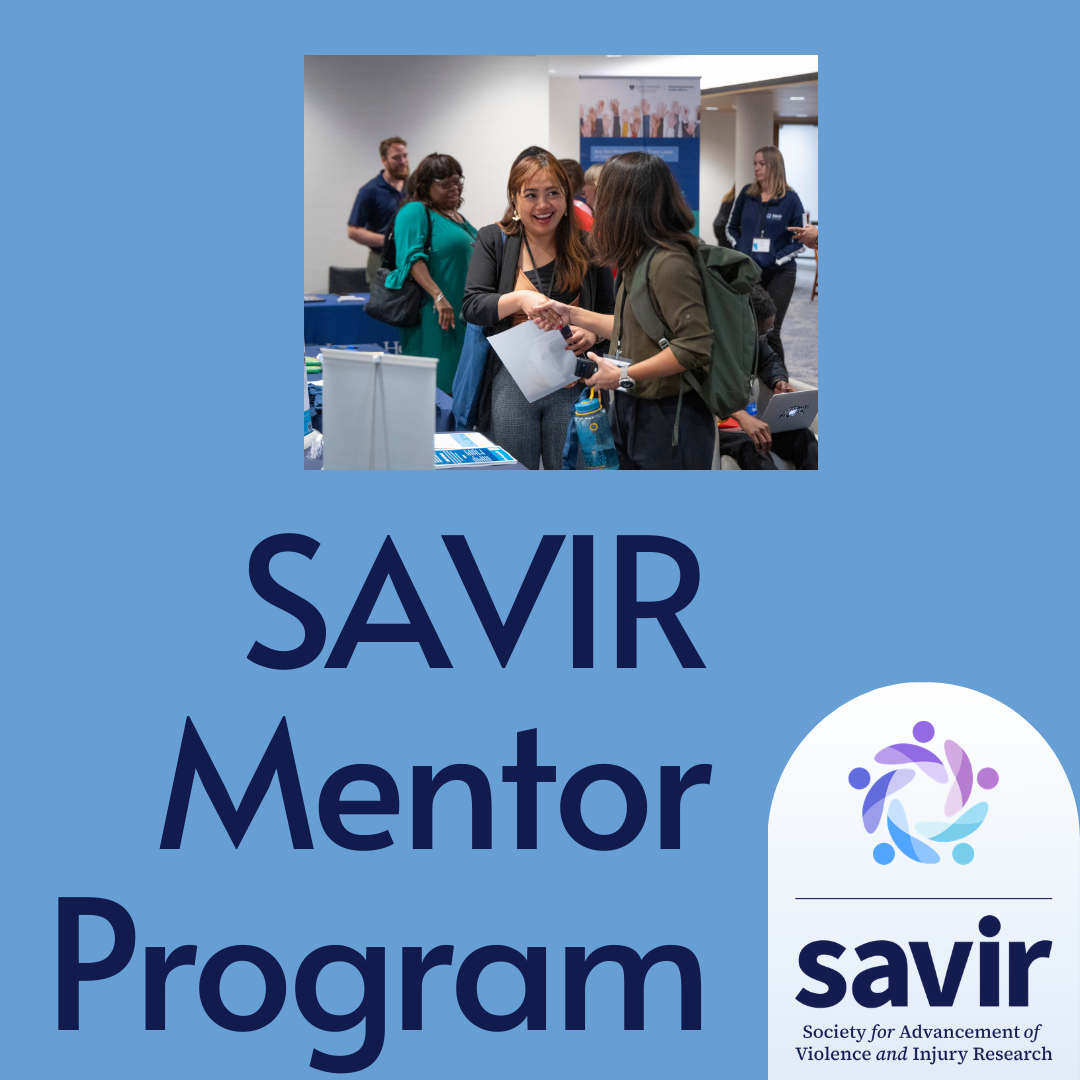 SAVIR Mentor Program graphic with an image of young researchers shaking hands