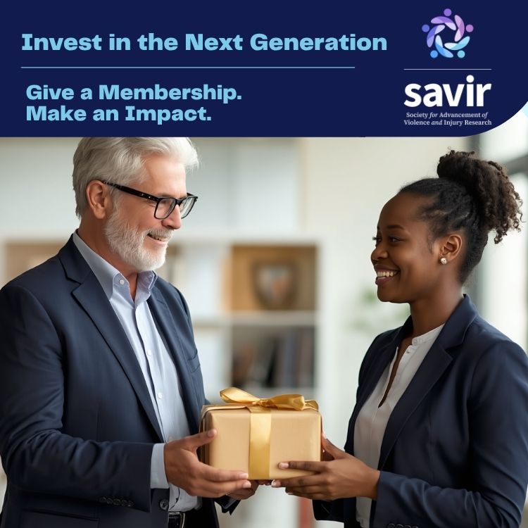 Picture of an older man giving a gift to a younger woman