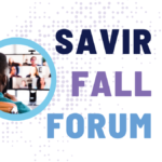 SAVIR Fall Forum Image shows a man watching a virtual session on a computer